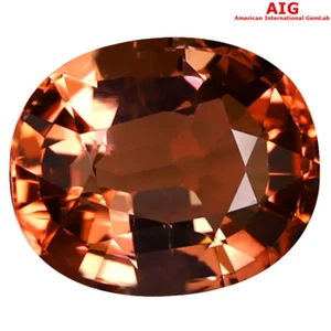 3.38 ct AIG Certified Incomparable Oval (10 x 8 mm) Orange Pink Tourmaline - Picture 1 of 2