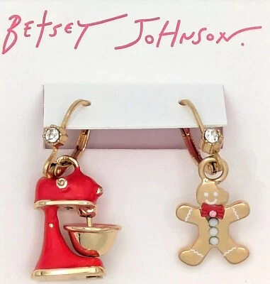 Pendientes mezcladores de pan de jengibre Betsey Johnson NUEVOS SIN CAJA Foto 1 de 4