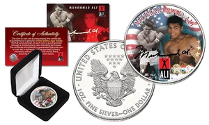 MUHAMMAD ALI Licensed 1oz SILVER AMERICAN U.S. EAGLE in Coin Display Box - Picture 1 of 1