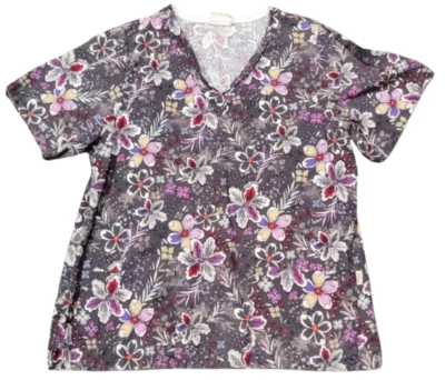 UA Hermosas Flores Lindas Negro/Rosa/Púrpura Talla Grandes Bolsillos! Foto 1 de 3