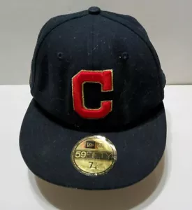 Cleveland Indians New Era 59FIFTY Sombrero Ajustado Rojo C Borde Dorado Parche Lateral 7 1/8 - Imagen 1 de 5