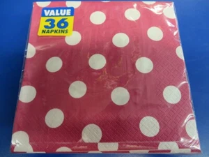 Polka Dot Raspberry Pink Shower Birthday Garden Party Paper Luncheon Napkins - Picture 1 of 1