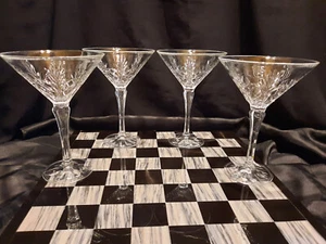 4 Contemporary Palm & Leaf Cut Crystal PORTICO 5TH AVENUE Martini Glasses Set #2 - Picture 1 of 9