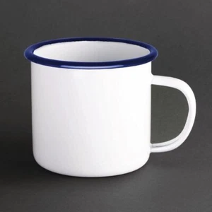 Mug en acier émaillé 350 ml/125 oz lot de 6 blanc et bleu ensemble de tasses ... - Picture 1 of 7