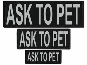 ASK TO PET Patch reflektierend extra Label Tag für Hundegeschirr Service - Bild 1 von 4
