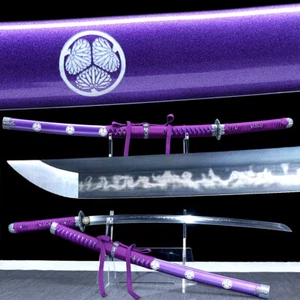 Purple Tachi Ninja Sword Clay Tempered T10Steel Sharp Japanesae Samurai Katana - Picture 1 of 13