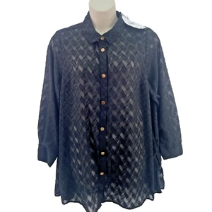 Yours Curve Textured Longline Shirt, Size UK 24, Black, RRP £35 - Picture 1 of 17