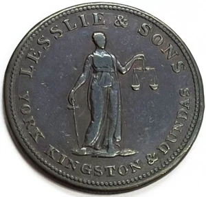 1828 CANADÁ 1/2 PENIQUE SUPERIOR CANADÁ LESSLIE & SONS FICHA DE PROSPERIDAD UC-2A2 - Imagen 1 de 2