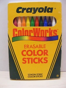 1988 Crayola Color Works Erasable Color Sticks 12-Pack - Picture 1 of 2