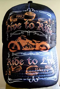 New Live to Ride Ride to Live Stitched Hat Cap Closure Biker Motorcycle - Picture 1 of 3