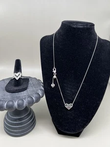 Brighton Halskette Herz Anhänger mit Kristall & herzförmigem Sterlingsilber Ring.  - Bild 1 von 10