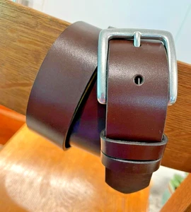 Men's EDDIE BAUER Deep Brown Italian Leather Classic Belt 34" USA - Picture 1 of 9