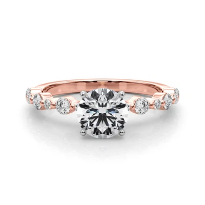 18k Rose Gold Diamond Ring Lab Grown Round 1.2 Carat IGI Certified Size 6 7 8.5 - Image 1 of 4