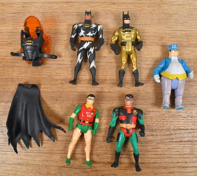 AS IS Dirty 5x Vtg 1980's & 90's Batman Action Figures Penguin Robin etc - Image 1 of 4