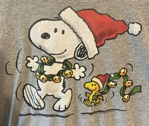 Peanuts Snoopy und Woodstock Weihnachten Jingle Bells grau Baumwolle Tshirt - Bild 1 von 5