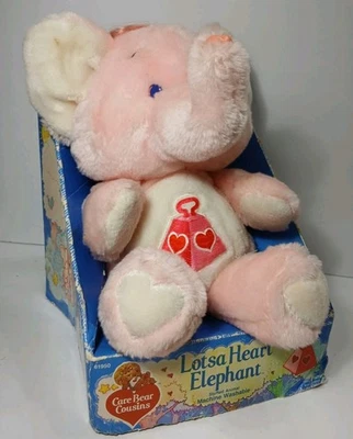 1980s Vintage 1984 Care Bear Cousins Lotsa Heart Elephant Original Box 13" Plush - Image 1 of 4