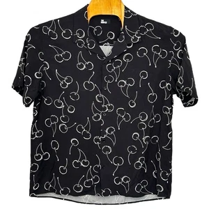 Camicia uomo The Kooples nuova con etichetta stampa ciliegia manica corta tessuto bottoni taglia XL - Foto 1 di 10