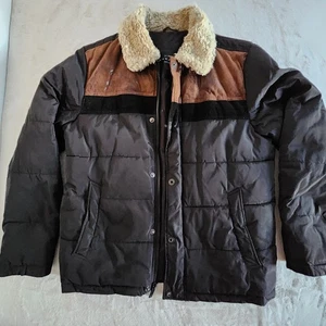 Sean John Mens Puffer Bomber Jacket Size M Medium Black Full Zip Fur Trim - Picture 1 of 20