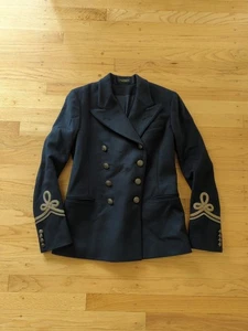 Double RL RALPH LAUREN Admiral Blazer Black Wool Cashmere Women 3 Italy M47 - Picture 1 of 9