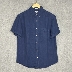 J Crew NWT Short Sleeve Baird McNutt Irish Linen Shirt Size Medium Blue Preppy - Picture 1 of 10