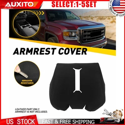 Fit GMC Sierra 14-18 1500 Series Bucket Seat Console Lid Leather Cover Skin 1-5X — 第 1/4 张图片