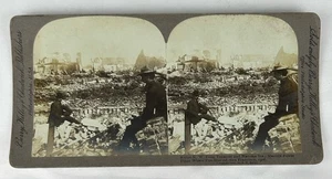 Stereoview San Francisco terremoto rovine Martels centrale elettrica incendio iniziato 1906 - Foto 1 di 3