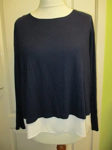 BNWT WALLIS SIZE 16 PETITE NAVY T-SHIRT WHITE LINING WITH ZIP BACK - Picture 1 of 5