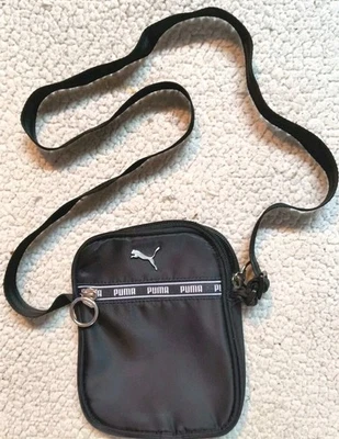 Puma Crossbody Black Mini Canvas Tote Bag Zip Around Adjustable Strap Y2K Sport - Image 1 of 4