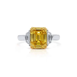 14k Multi Gold Ring IGI Fancy Intense Yellow Emerald 2.24 Ct Lab Grown Diamond - Picture 1 of 19