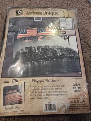 Funda nórdica Urbana única Nueva York/Estrellas y rayas tamaño king + 2 fundas de almohada Foto 1 de 4