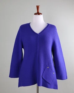 HABITAT $88 Solid Purple Textured Knit V-Neck Pullover Sweater Top Size Large - Picture 1 of 6