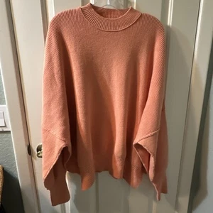 FREE PEOPLE CORAL PINK PULLOVER SWEATER SMALL - Picture 1 of 4