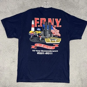 FDNY T-Shirt Herren Gr. L blau 9/11 10 Jahre 343 Mile Bike Memorial Ride Fire NYC T-Shirt - Bild 1 von 10