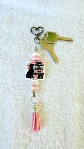 “Easily Distracted By Dogs And Books” Dog Handmade Keychain-Dog Lover Gift - Picture 1 of 5