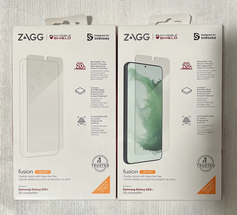 2 ZAGG InvisibleShield Fusion protetor de tela híbrido para Samsung Galaxy S22+ - Imagem 1 de 1