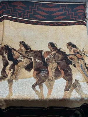 Manta de tapiz tejido nativo americano del suroeste 48"x55" Foto 1 de 3