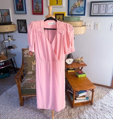 Vintage 1940s Style Dress l Petal Pink l S M l 40s 80s | Pinup | Party - Image 1 of 4