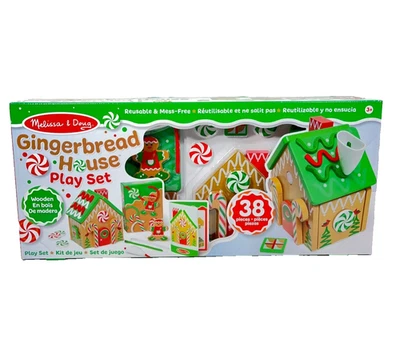 Christmas Gingerbread House Playset Melissa & Doug 38 Piece Wooden Reusable Set - Image 1 of 4