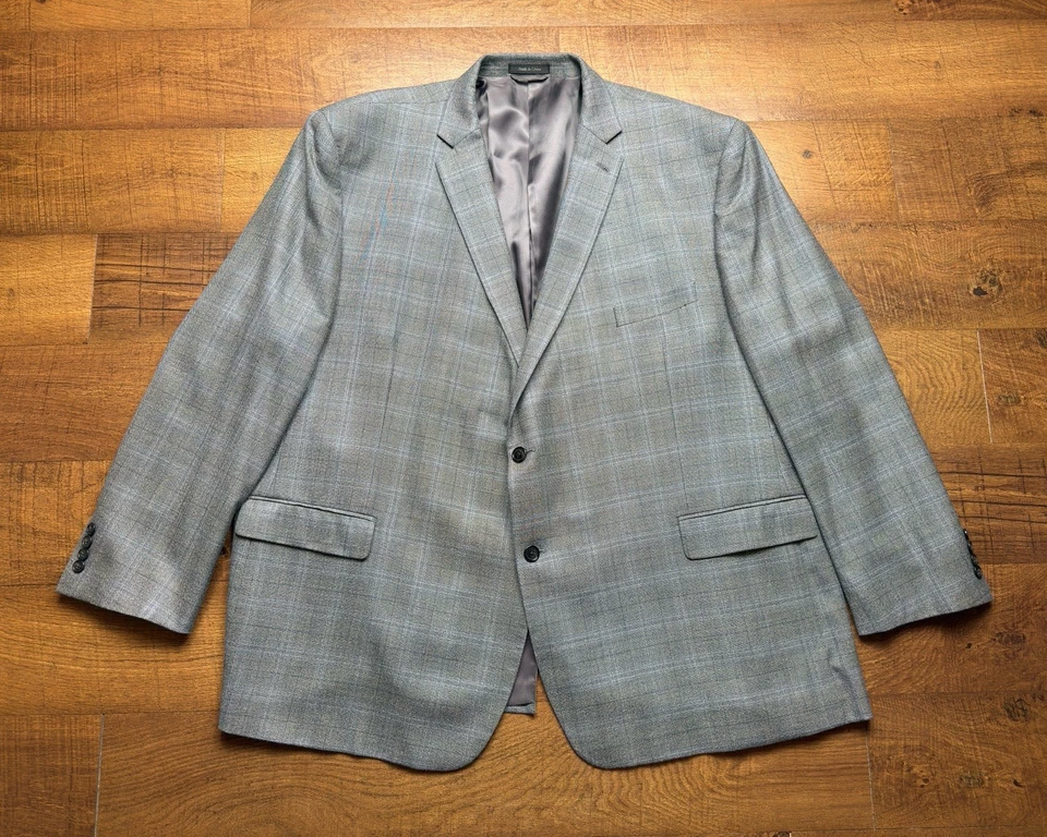 Abrigo Deportivo Lauren Ralph Lauren Blazer Lana Seda Ventana - Para Hombre 56L Azul Gris Foto 1 de 4