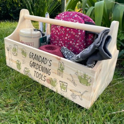 Personalised Gardening Tools Birthday Treat Hamper Gift Caddy with carry handle - Image 1 of 2