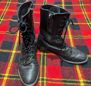 Harley Davidson 88417 Women Ladies 8.5 M Side Zip Black Leather Boot Mid Calf - Picture 1 of 6