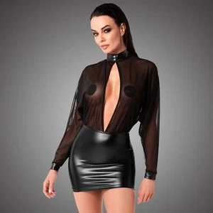 NOIR HANDMADE Opium Mini Kleid Tüll-Top Schwarz Transparent KINKY CLUBWEAR - Picture 1 of 8