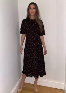 Monsoon Multicolour Cherry Print Flutter Sleeve Tea Dress Size 10-20 - Picture 1 of 2