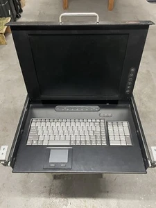 Cyber Research GFA 1518 1U Rack Mount Keyboard Monitor Drawer IT Computer Server - Afbeelding 1 van 10
