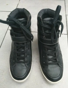 Damen Wedges Sneakers High Sportschuhe Gr. 39 Schwarz mit Keilabsatz - Bild 1 von 6