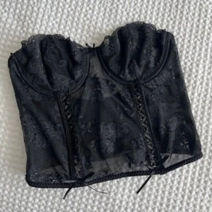 Victoria’s Secret Sheer Black Lace Corset Top Festival Witchy Whimsigoth Size 36 - Picture 1 of 7