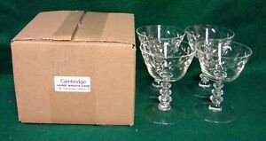 Cambridge LAUREL WREATH 1958 Champagne Glasses SET OF FOUR More Here MINT IN BOX