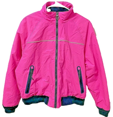 Lands End Jacket Girls Pink Black Size L/P 14-16 Lined Nylon Outer - Image 1 of 4