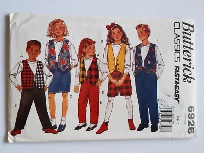 BUTTERICK PATTERN - 6926 BOY GIRL LINED VEST TOP SKIRT SHORTS PANTS 7-10 UNCUT - Image 1 of 2