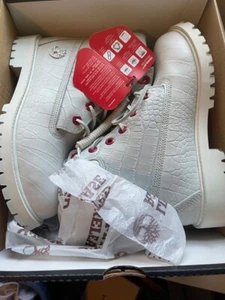 Timberland LIMITED RELEASE exotische weiße Schlange Gr. 5,5/8Us Lederstiefel - Bild 1 von 4
